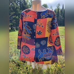 "Autumn Hues" Colorful Patchwork Embroidered Tunic